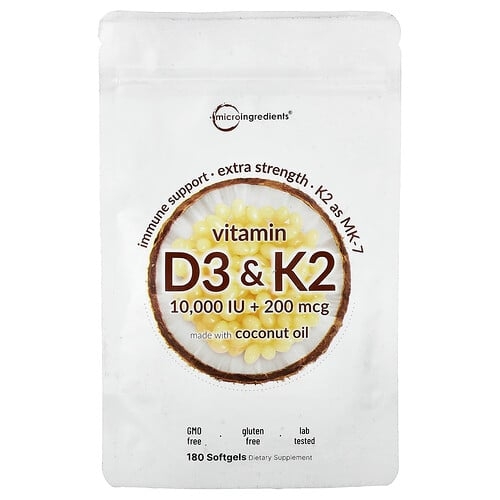 Micro Ingredients Vitamin D3 K2 180 Softgels product image