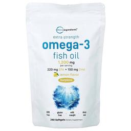 Micro Ingredients Omega 3 Fish Oil Lemon 240 Softgels 600 Mg Per Softgel