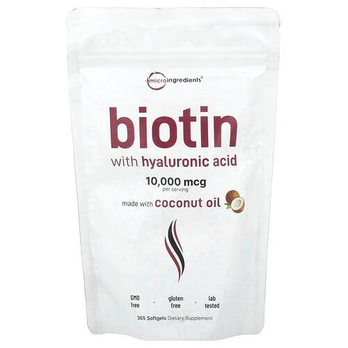 Micro Ingredients Biotin With Hyaluronic Acid 365 Softgels product image