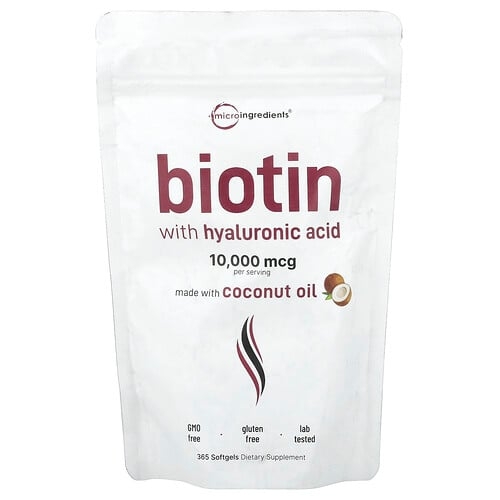 Micro Ingredients Biotin With Hyaluronic Acid 365 Softgels product image