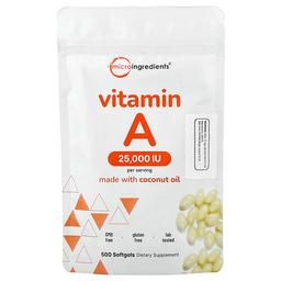 Micro Ingredients Vitamin A 7 500 Mcg 25 000 Iu 500 Softgels