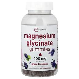 Micro Ingredients Magnesium Glycinate Gummies Grape Blueberry 120 Gummies 200 Mg Per Gummy