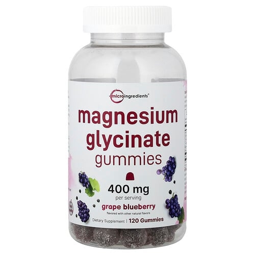 Micro Ingredients Magnesium Glycinate Gummies Grape Blueberry 120 Gummies 200 Mg Per Gummy product image