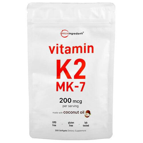 Micro Ingredients Vitamin K2 Mk 7 200 Mcg 300 Softgels product image