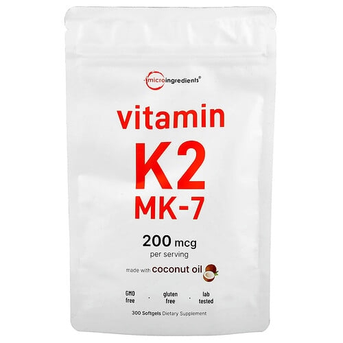 Micro Ingredients Vitamin K2 Mk 7 200 Mcg 300 Softgels product image