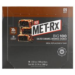 Met Rx Big 100 Meal Replacement Bar Salted Caramel Brownie Crunch 9 Bars 3 52 Oz 100 G Each