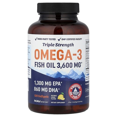 Mav Nutrition Omega 3 Fish Oil Natural Lemon 120 Softgels product image