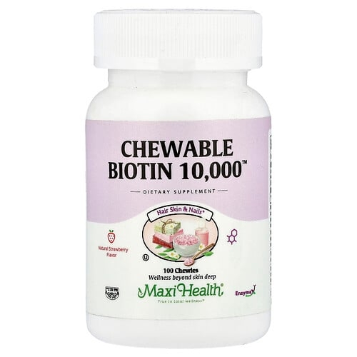 Maxi Health Chewable Biotin 10 000 Natural Strawberry 10 000 Mcg 100 Chewies product image