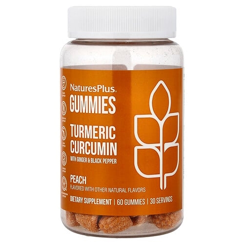 Naturesplus Turmeric Curcumin With Ginger Black Pepper Gummies Peach 60 Gummies product image