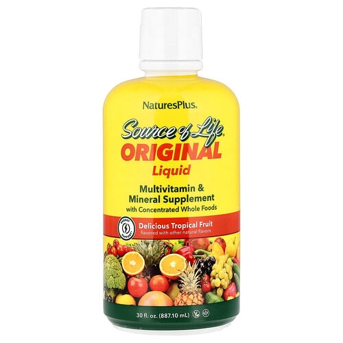 Naturesplus Source Of Life Liquid Multivitamin Mineral Supplement Tropical Fruit 30 Fl Oz 887 10 Ml product image
