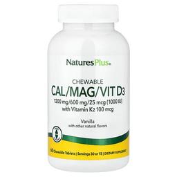 Naturesplus Chewable Cal Mag Vit D3 With Vitamin K2 Vanilla 60 Chewable Tablets