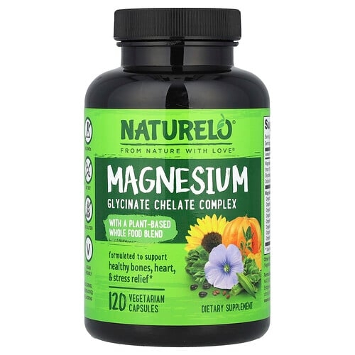 Naturelo Magnesium Glycinate Chelate Complex 120 Vegetarian Capsules product image