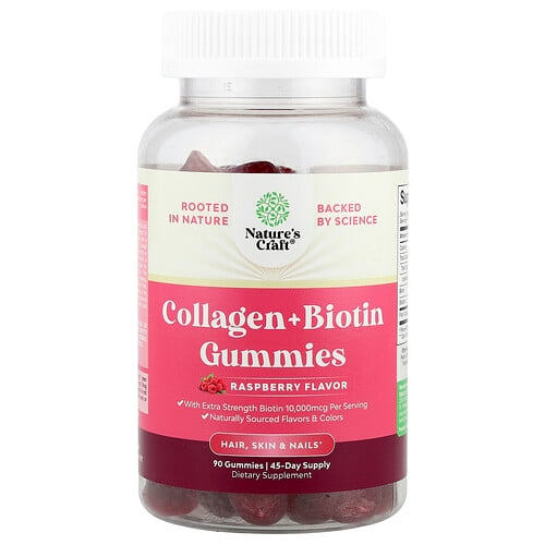 Nature S Craft Collagen Biotin Gummies Raspberry 90 Gummies product image