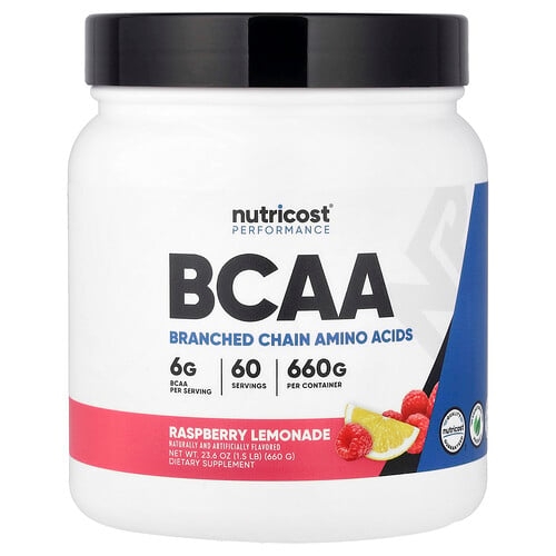 Nutricost Performance Bcaa Raspberry Lemonade 1 5 Lb 660 G product image