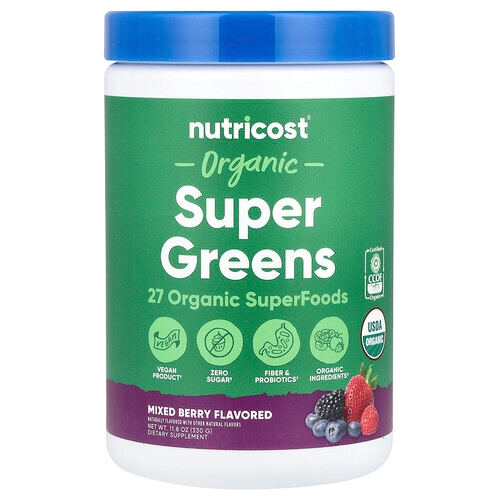 Nutricost Organic Super Greens Mixed Berry 11 8 Oz 330 G product image