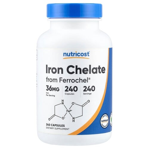 Nutricost Iron Chelate From Ferrochel 36 Mg 240 Capsules product image