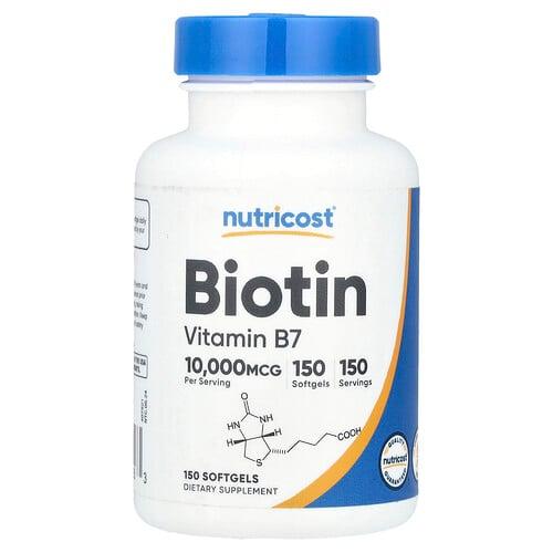 Nutricost Biotin Vitamin B7 10 000 Mcg 150 Softgels product image