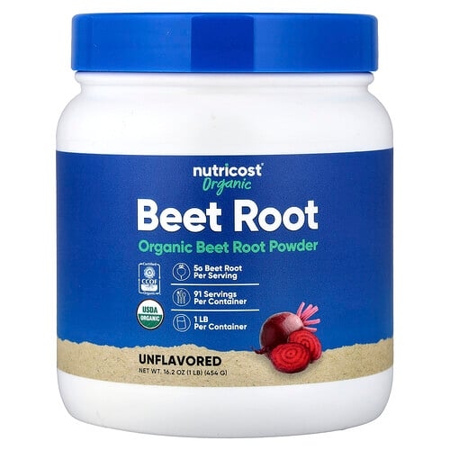 Nutricost Organic Beet Root Powder Unflavored 16 Oz 454 G product image
