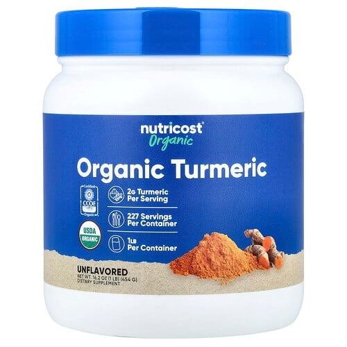 Nutricost Organic Turmeric Unflavored 1 Lb 454 G product image