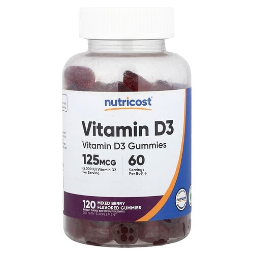 Nutricost Vitamin D3 Gummies Mixed Berry 120 Gummies 62 5 Mg Per Gummy product image