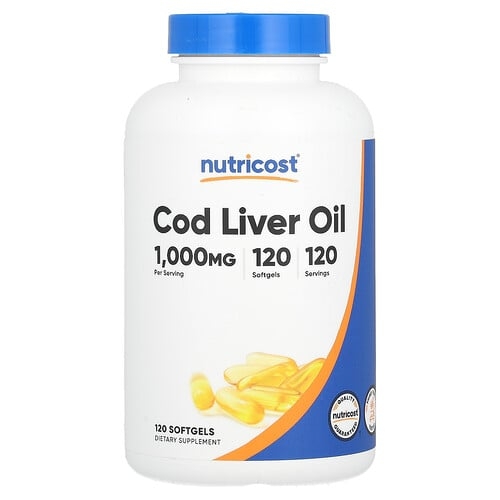 Nutricost Cod Liver Oil 1 000 Mg 120 Softgels product image