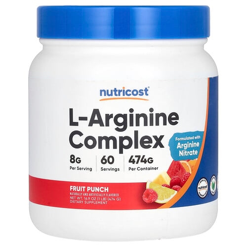 Nutricost L Arginine Complex Fruit Punch 16 9 Oz 474 G product image