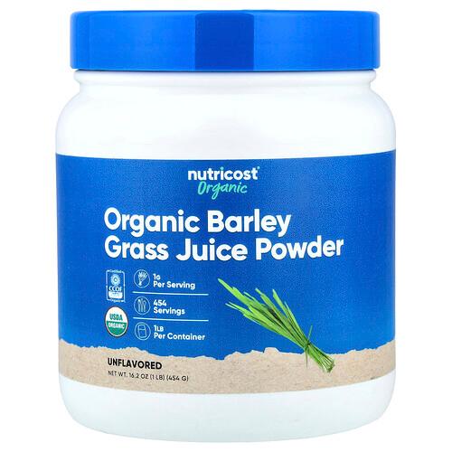 뉴트리코스트 Nutricost, 유기농 보리싹즙 분말, 무맛, 454g(16.2oz) product image
