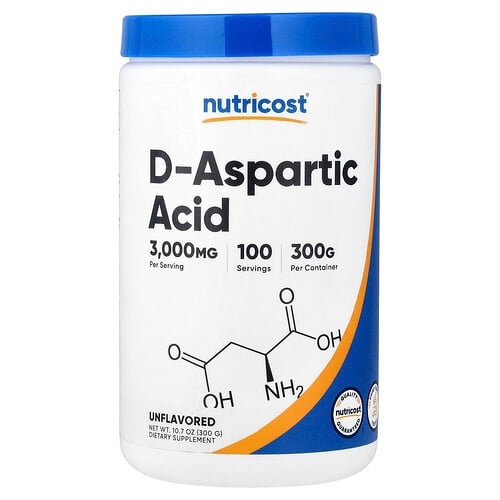 Nutricost D Aspartic Acid Unflavored 10 7 Oz 300 G product image