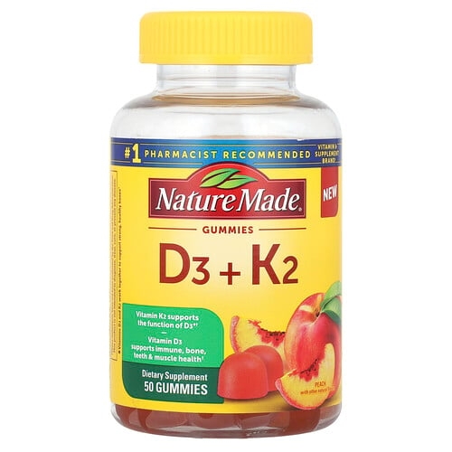 Nature Made Vitamin D3 K2 Gummies Peach 50 Gummies product image