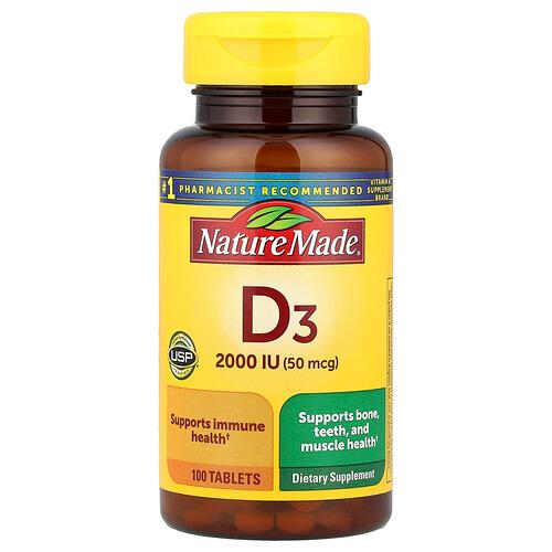 Nature Made Vitamin D3 50 Mcg 2000 Iu 100 Tablets product image