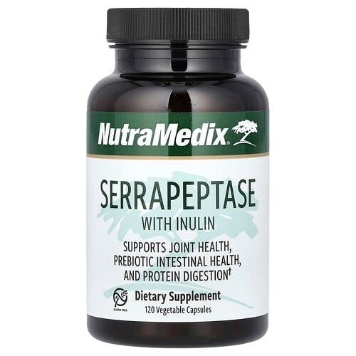 Nutramedix Serrapeptase With Inulin 120 Vegetable Capsules 500 Mg Per Capsule product image