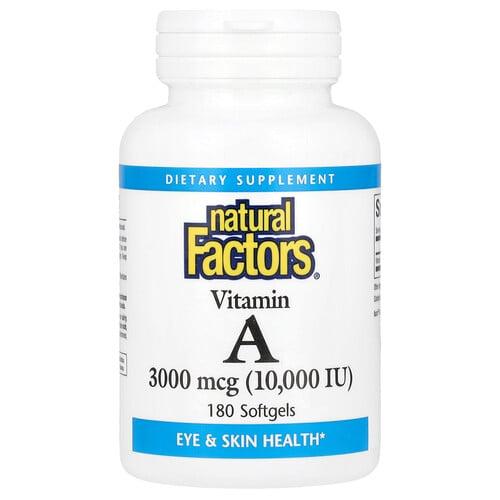 Natural Factors Vitamin A 3 000 Mcg 10 000 Iu 180 Softgels product image