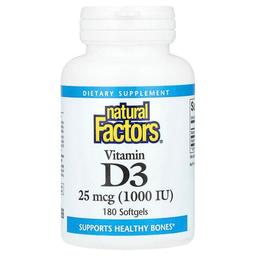 Natural Factors Vitamin D3 25 Mcg 1 000 Iu 180 Softgels