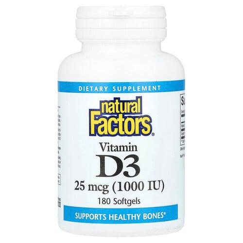 Natural Factors Vitamin D3 25 Mcg 1 000 Iu 180 Softgels product image