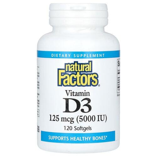 Natural Factors Vitamin D3 125 Mcg 5 000 Iu 120 Softgels product image