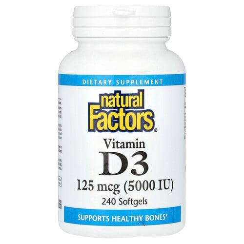 Natural Factors Vitamin D3 125 Mcg 5 000 Iu 240 Softgels product image