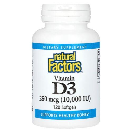 Natural Factors Vitamin D3 250 Mcg 10 000 Iu 120 Softgels product image