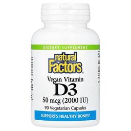 Natural Factors Vegan Vitamin D3 50 Mcg 2 000 Iu 90 Vegetarian Capsules