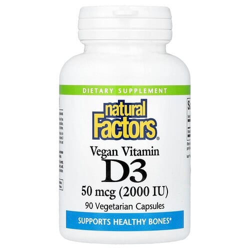 Natural Factors Vegan Vitamin D3 50 Mcg 2 000 Iu 90 Vegetarian Capsules product image
