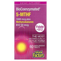 Natural Factors Biocoenzymated Folate B12 60 Quick Dissolve Tablets