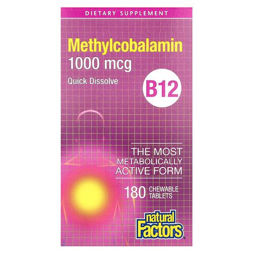 Natural Factors B12 Methylcobalamin 1 000 Mcg 180 Chewable Tablets product image