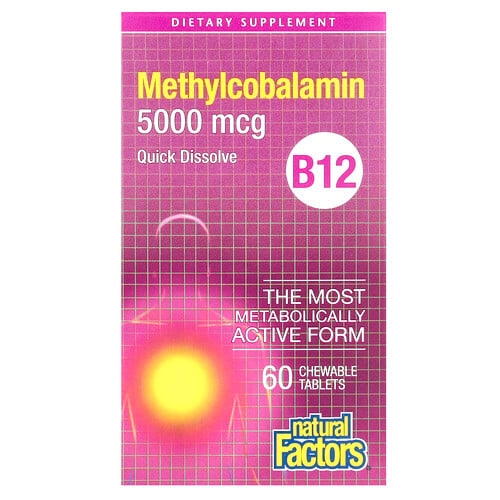 Natural Factors B12 Methylcobalamin 5 000 Mcg 60 Chewable Tablets product image