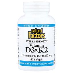 Natural Factors Vitamin D3 K2 60 Softgels