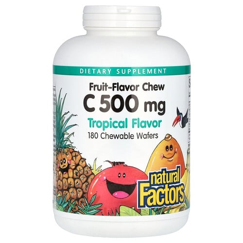Natural Factors Vitamin C Fruit Flavor Chew Tropical 500 Mg 180 Chewable Wafers product image