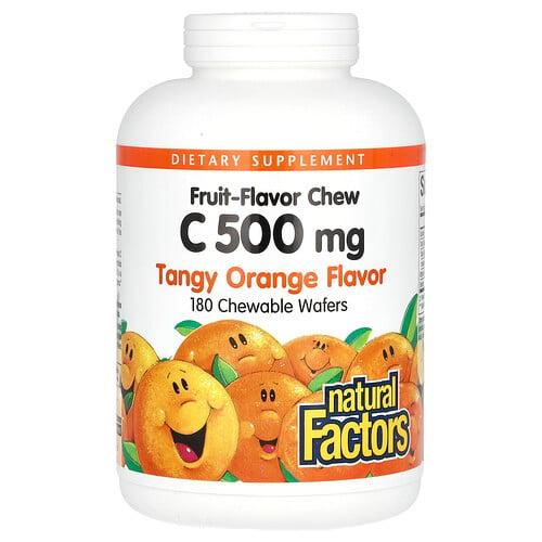 Natural Factors Vitamin C Fruit Flavor Chew Tangy Orange 500 Mg 180 Chewable Wafers product image