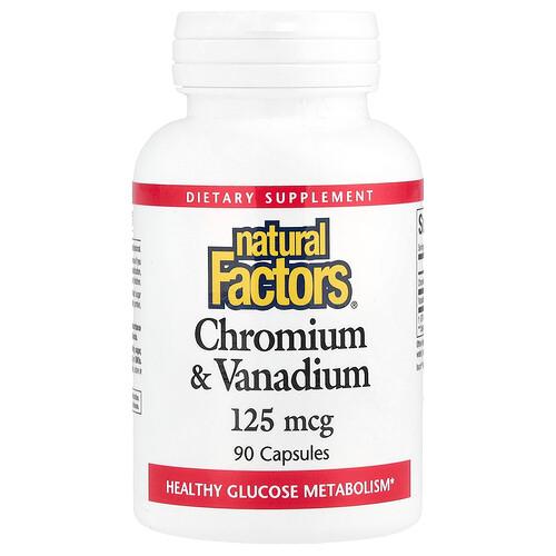 네츄럴 펙터스 Natural Factors, 크로뮴 & 바나듐, 125mcg, 캡슐 90정 product image