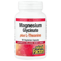 Natural Factors Magnesium Glycinate Plus L Theanine 90 Vegetarian Capsules