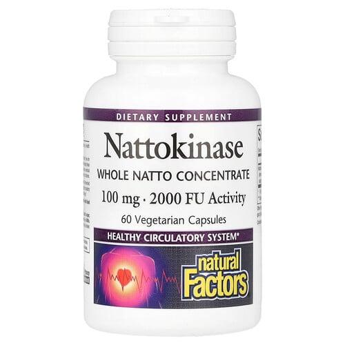 네츄럴 펙터스 Natural Factors, 나토키나아제, 100mg, 베지 캡슐 60정 product image