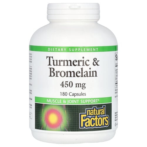 Natural Factors Turmeric Bromelain 450 Mg 180 Capsules product image