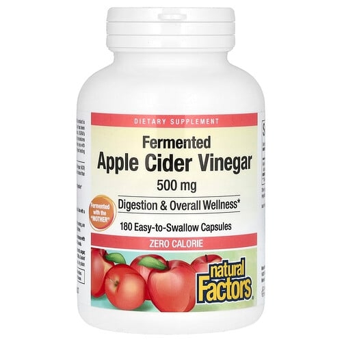 Natural Factors Fermented Apple Cider Vinegar 500 Mg 180 Easy To Swallow Capsules product image